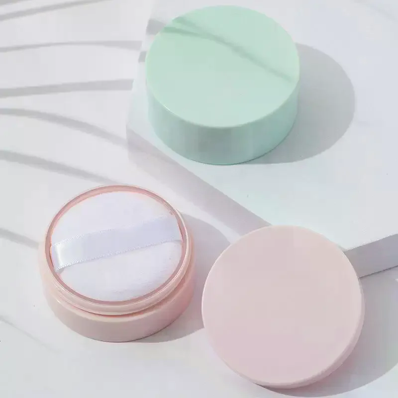5g Loose Powder Jar With Puff Cosmetics Container Plastic Packaging Case Refillable Empty Box With Sifter Grid Lid Makeup Tool