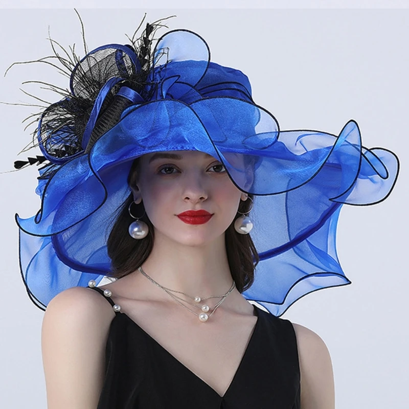 Bowler Hat Women Organza SunVisor Hat for Party Wedding Photography Props