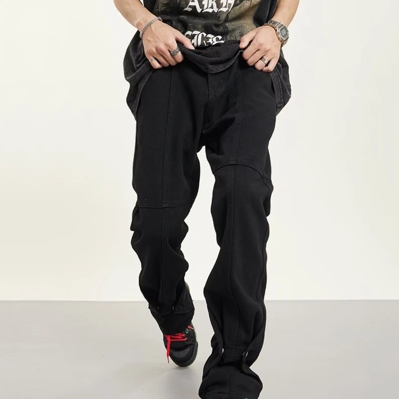 صيف كبير الحجم 300 Pou Youthful Waed فضفاض مستقيم الساق الجينز عالية الخصر سستة بسيطة بالإضافة إلى حجم السراويل الطويلة #2