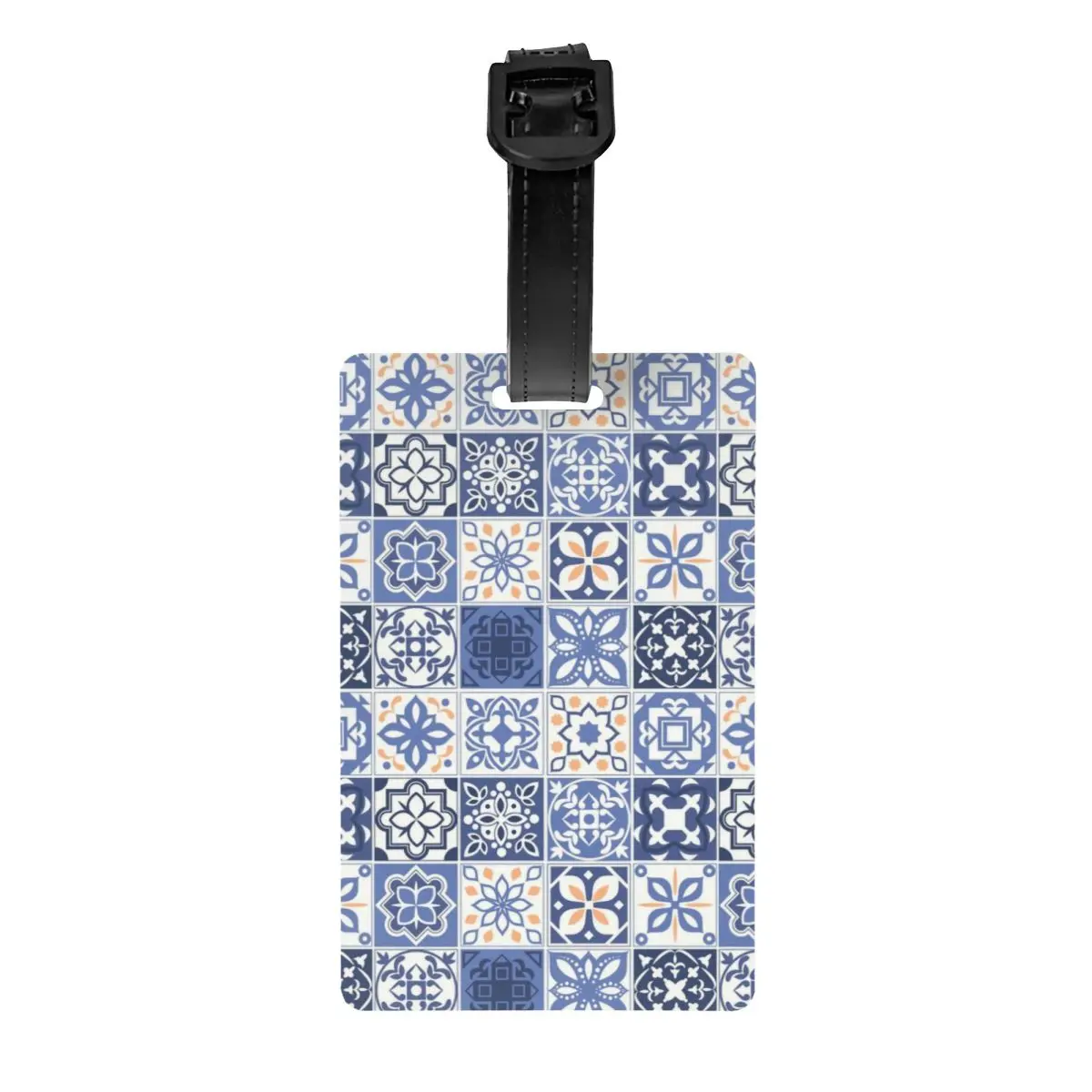 Etichetta per bagagli in piastrelle portoghese blu personalizzata portogallo Azulejo Flower valigia bagaglio Privacy Cover ID Label