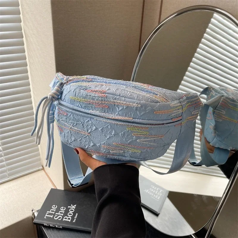 Cute and Lightweight Pleated Breast Bag Japanese Small Fresh Student Versatile Fanny Pack Mori Girl Niche Messenger Bag Bag