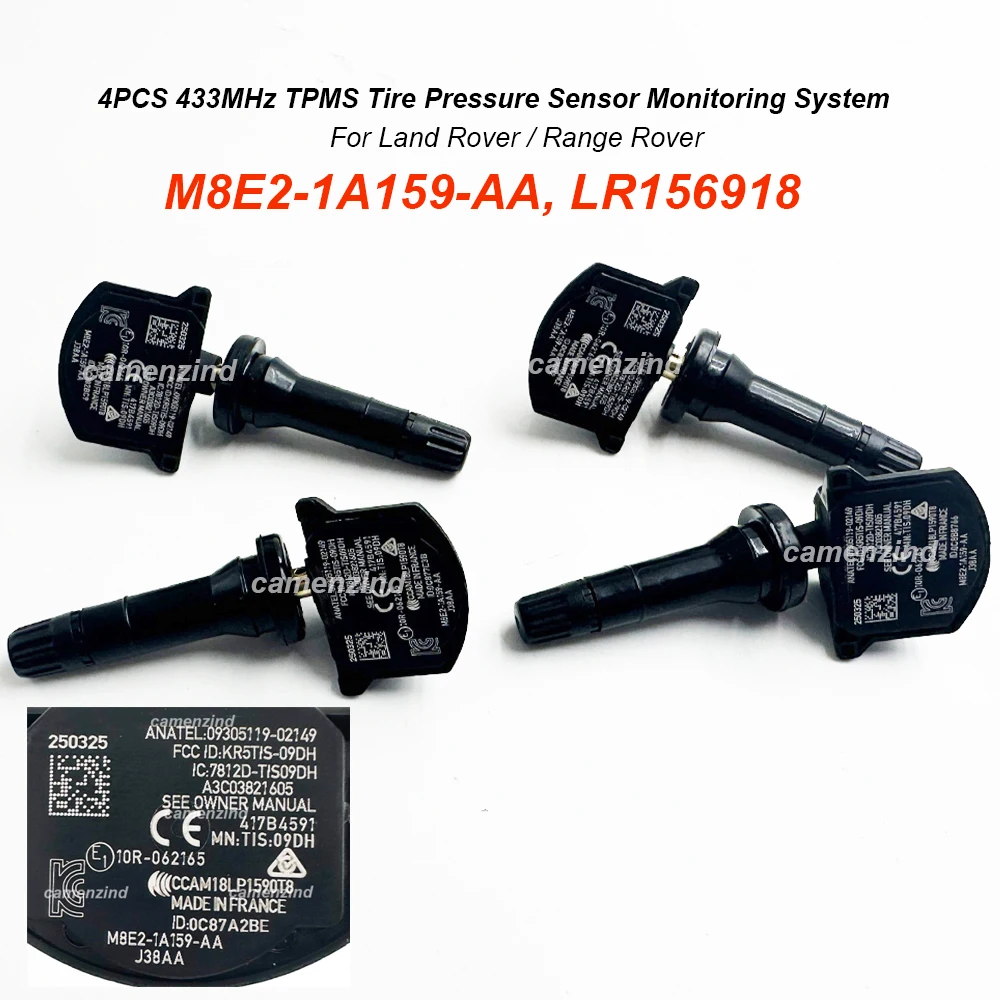 4 Sensores de Presión de Neumáticos TPMS de 433MHz M8E2-1A159-AA M8E21A159AA LR156918 para Range Rover Voque L460/Sport L461/Velar L560/Evoque