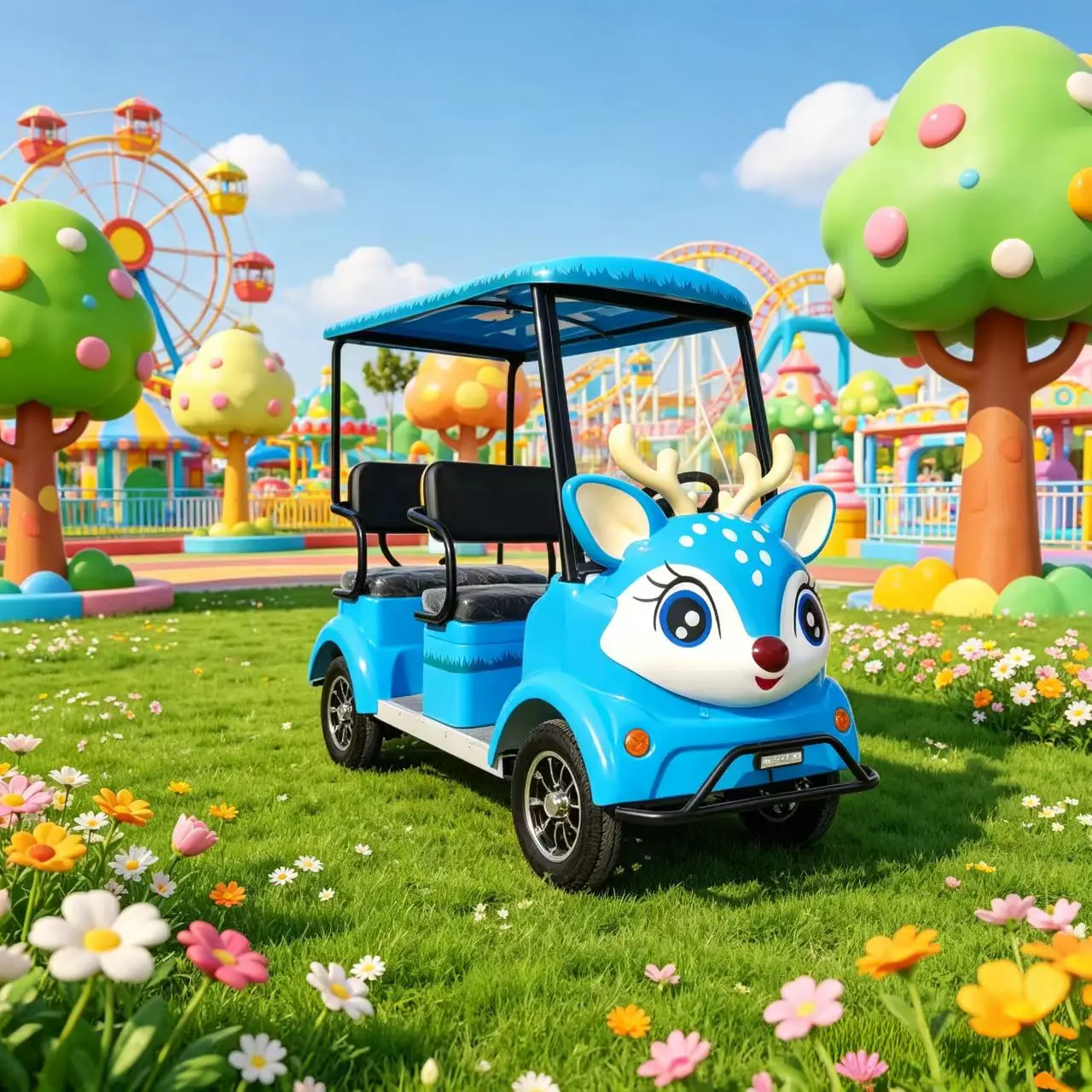 MMC Amusement Park Shared Sightseeing Four-Wheeled Electric Vehicle 2/4/6 Seats 48V/72V 8000W/2000W Motor Sightseeing Car