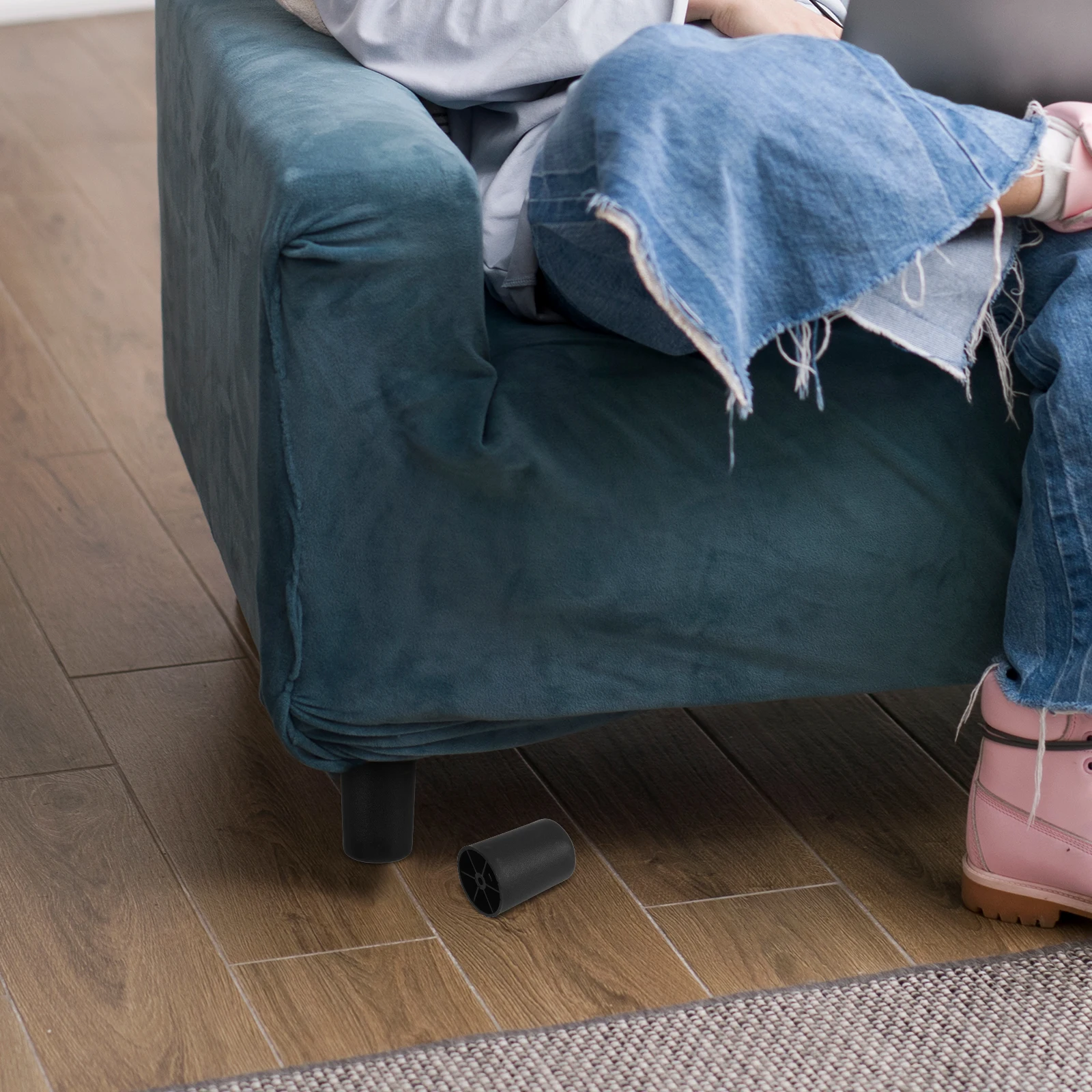 

4Pcs Plastic Sofa Legs Replacement Round Tapered Black Furniture Legs for Couch Cabinet Table Chair Bed Support