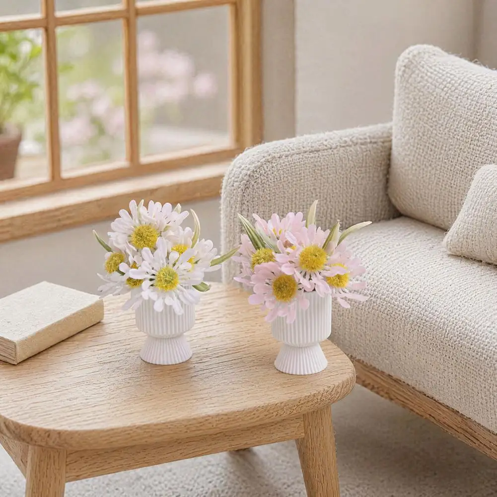 Tiny Flower Urn Miniature Flower Urn Planter with Tiny Flowers 1 12 Scale Dollhouse Decor Mini Flower Pot Replica for Miniature