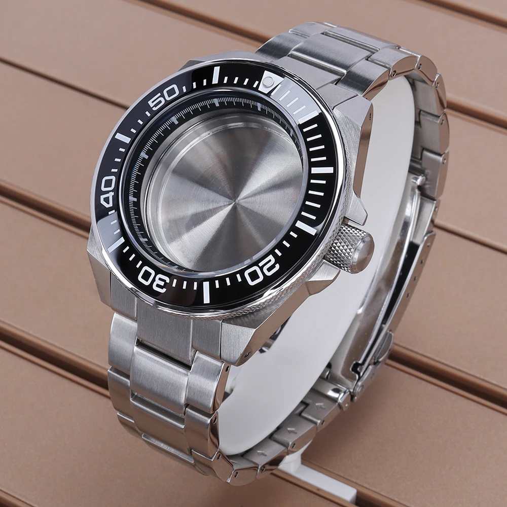 

43.8mm Mechanical Diver Watch Case 316L Stainless Steel Strap Ceramic Bezel For Mod SKX Samurai NH35 NH34 NH36/38 4R36 Movements