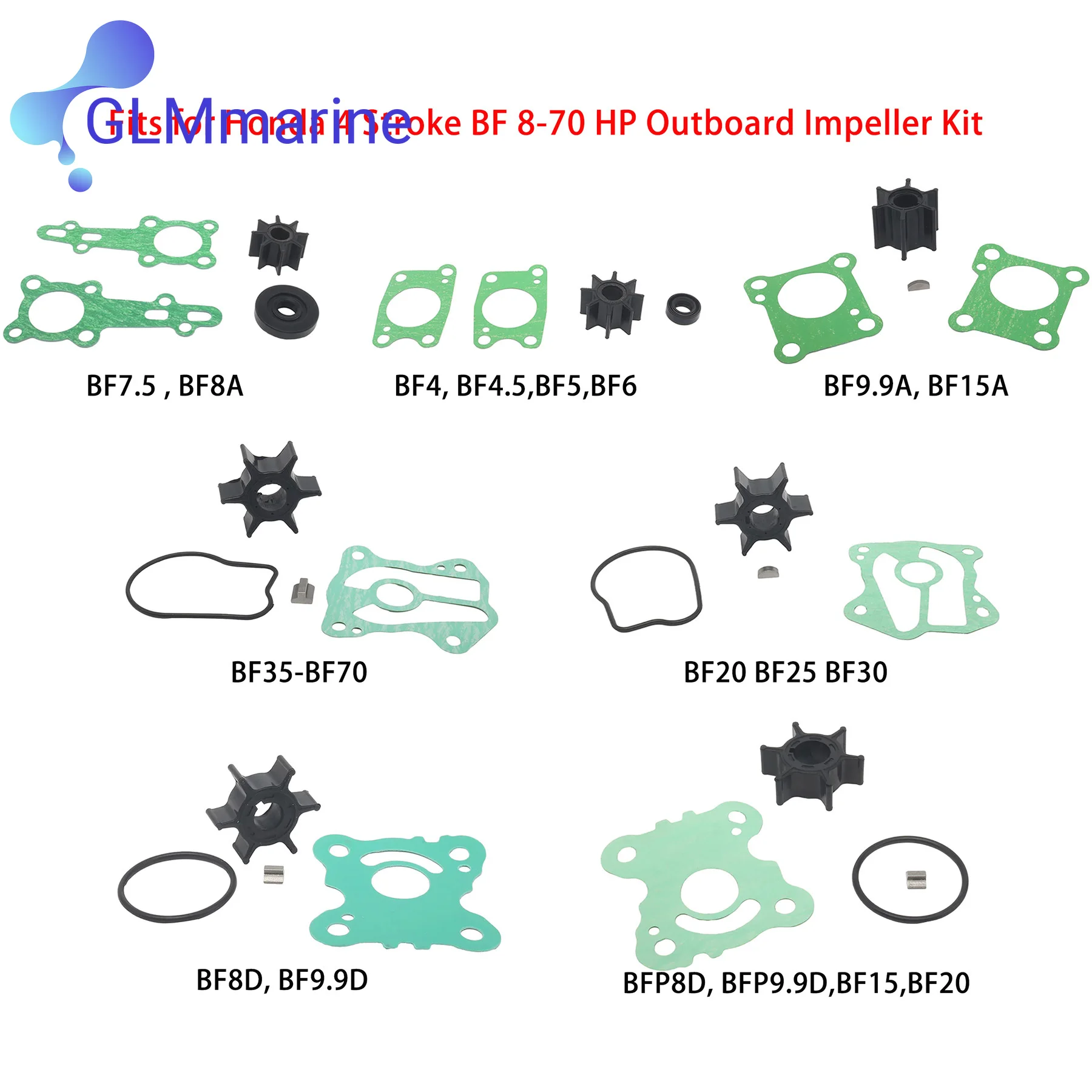 Outboard Impeller Service Kit Compatible with Honda 4 Stroke BF 8 9.9 15 20 25 30 35 40 45 50 60 70 HP Engine 06192-ZV 06192-ZW