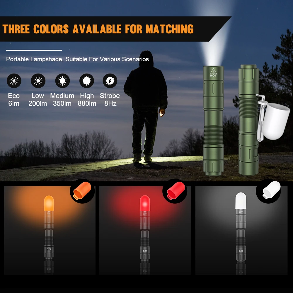 Asafee Tiki Flashlight EDC Keychain Lamp Portable Mini Torch Digital Display Rechargeable Work Light Clip Camping Lantern