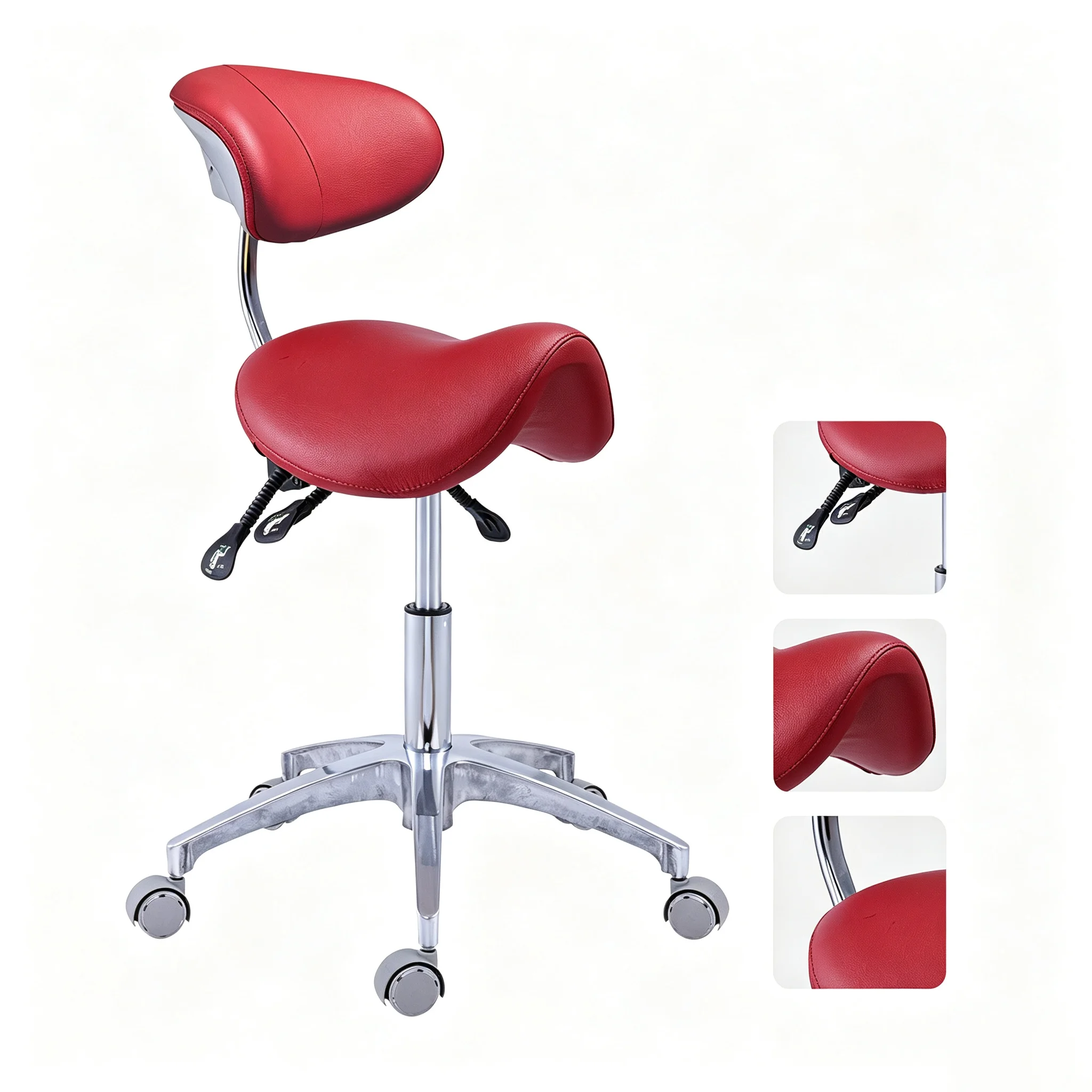 Ergonomic Dental Stool with Adjustable Height & Rolling Base Comfortable Dentist Chair for Hygienists Assistants