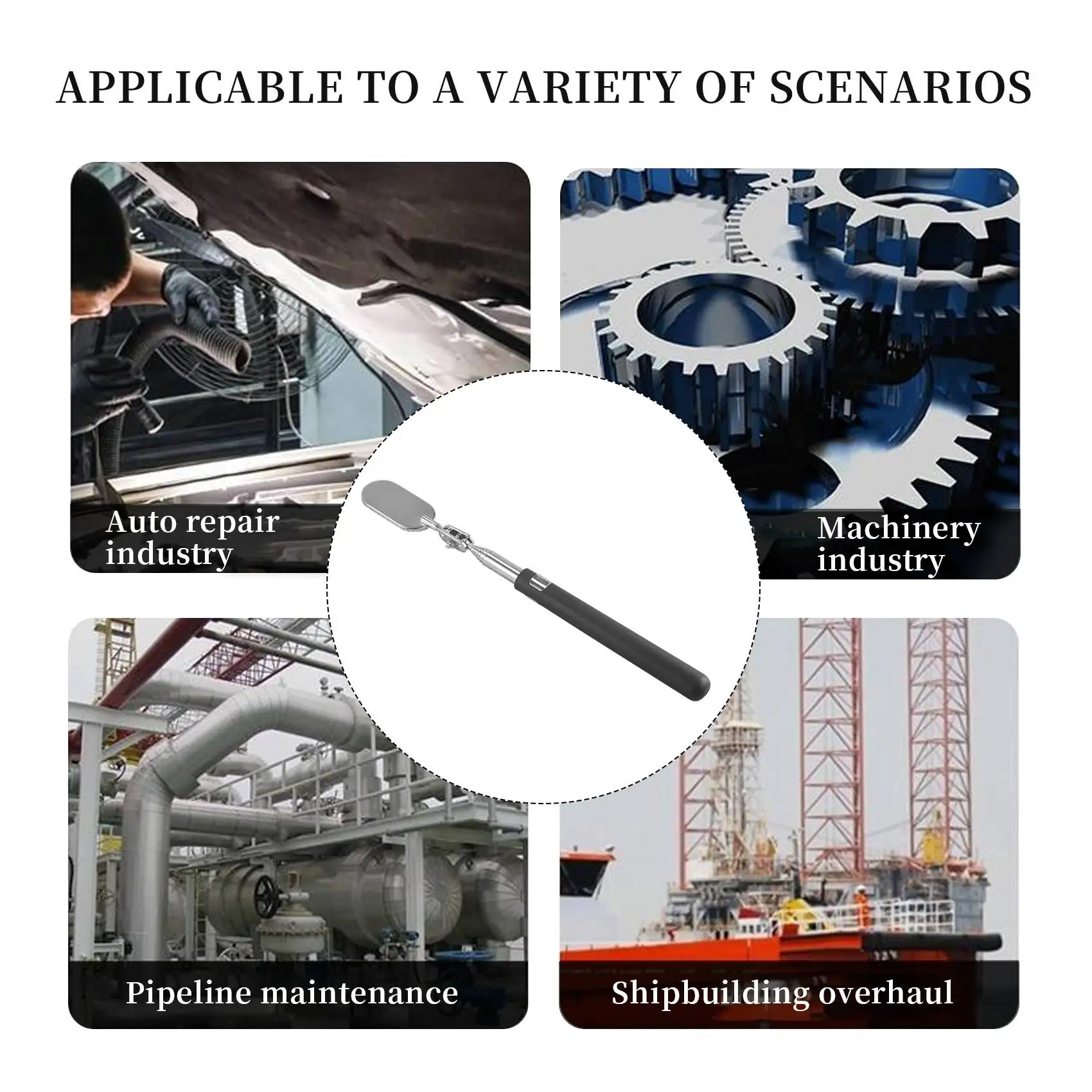 

ABJY-3 Pieces Telescoping Inspection Mirror Observe Mirror Inspection Tool For Check The Condition Of The Vehicle(Oval)