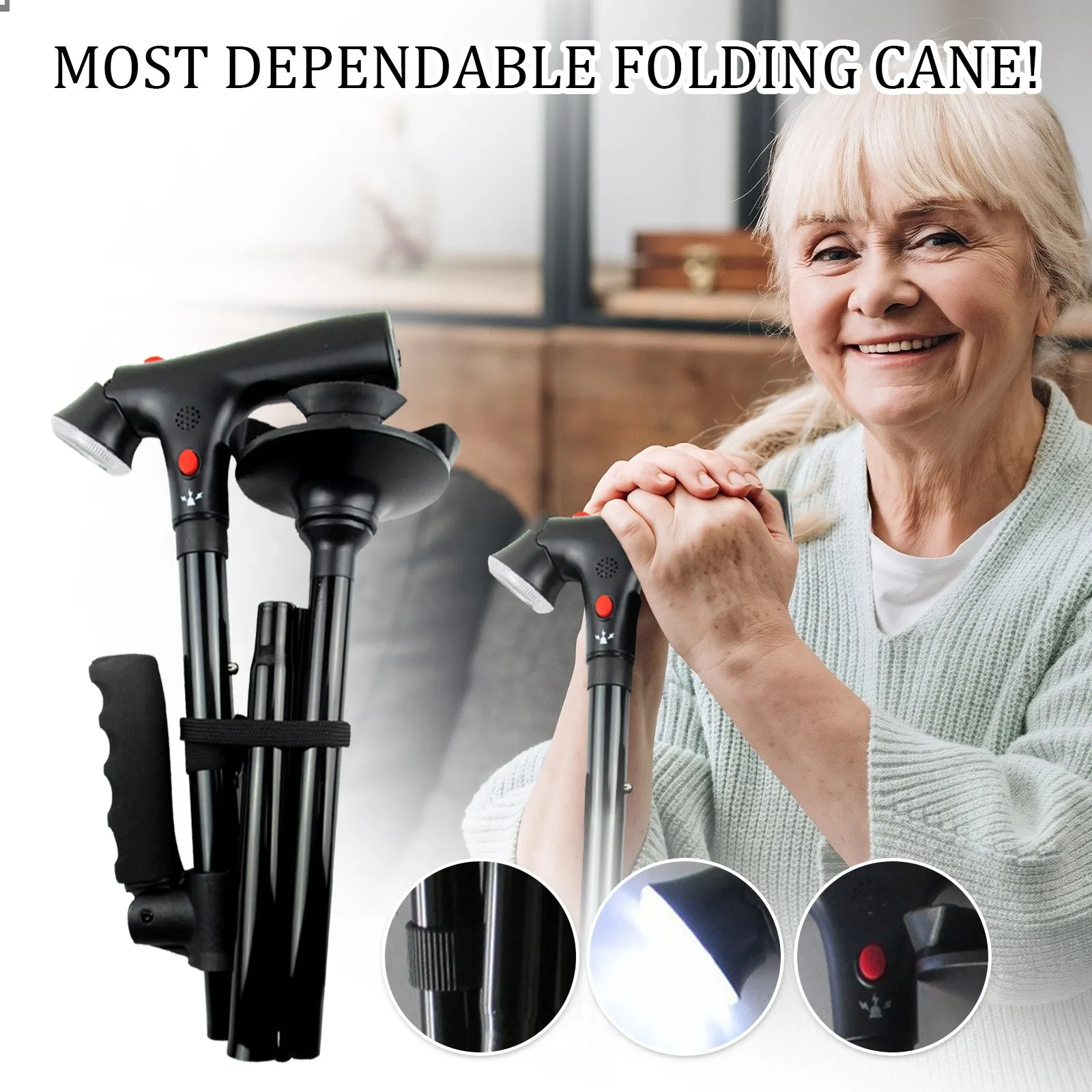 

Lightweight Collapsible Telescopic Folding Cane Elder Cane Walking Trusty Sticks Elder Crutches For Mothers The Elder Fathers