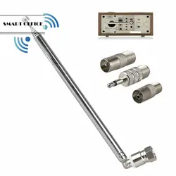 F Type Telescopic Aerial Antenna 75 Ohm with TV / 3.5 Adapter Wave Radio FM