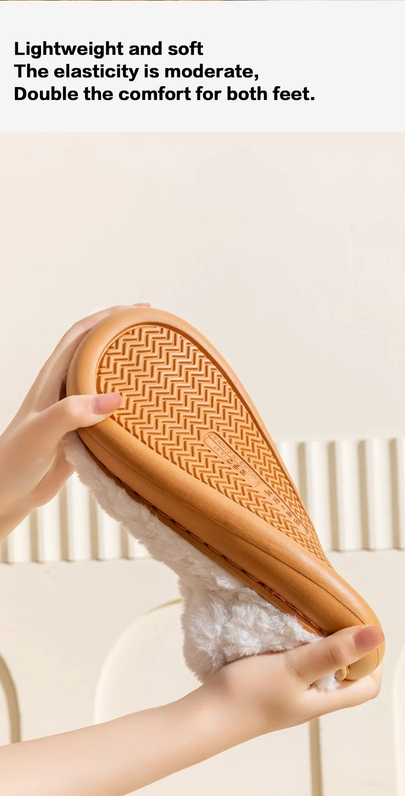 Winter-Wärme-Pantoffeln für Damen und Herren, 4 cm dicke Plattform, Cloud-Slides, flauschige Kunstfell-Plüschschuhe, weiche Sohle für den Innenbereich, Schlafzimmer-Mules. – Detail 9