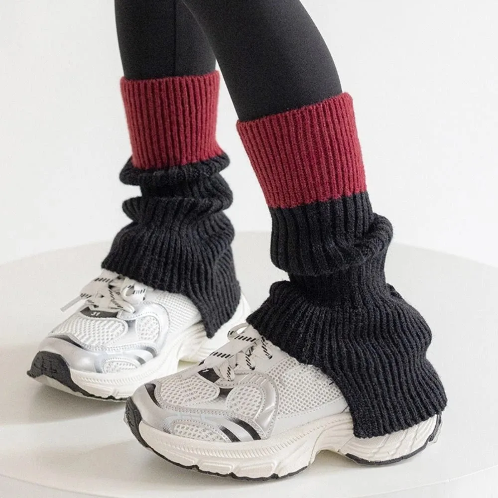 

Cute Harajuku Children's Leg Warmers Japanese Style Sweet Lolita Knitted Socks Color Blocking Casual Long Socks Girls