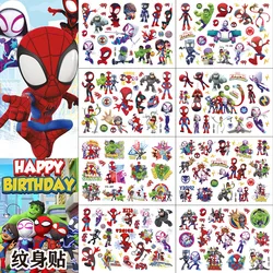 2 sztuk losowe Disney Marvel Spiderman naklejki z tatuażami naklejki z tatuażami dzieci Anime Spider-Man Cartoon prezenty na przyjęcie urodzinowe tatuaże do ciała