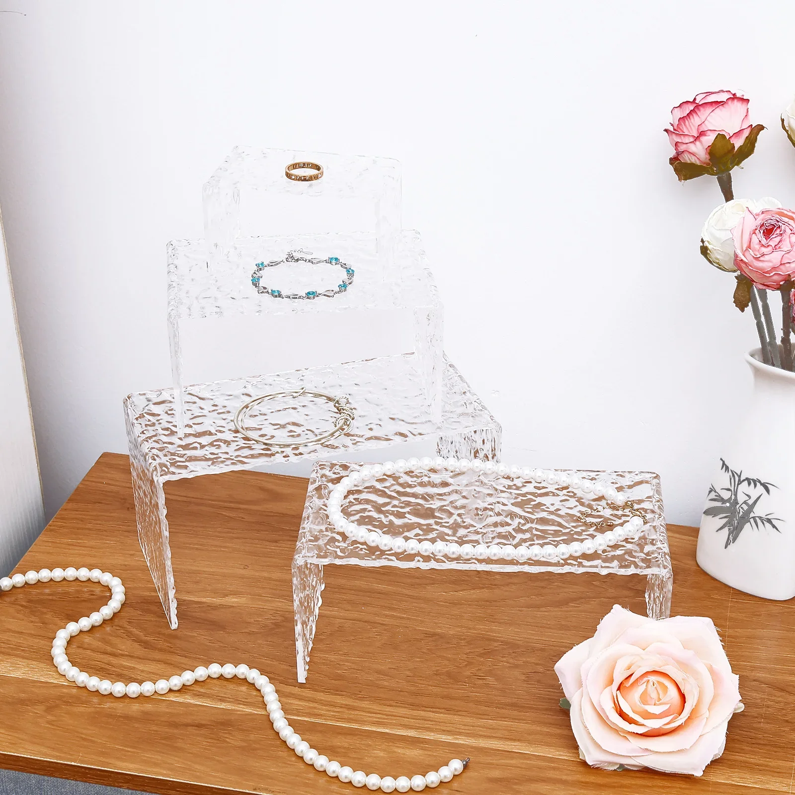 

4Pcs Acrylic Jewelry Display Stand Risers Perfume Stand Home Anime Character Decor Display Stand Party Buffet Dessert Stand