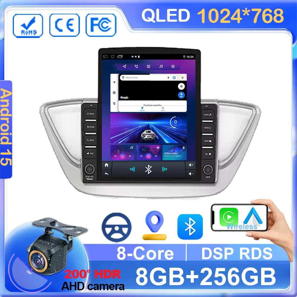 Android Carplay For Hyundai Solaris 2 Verna Accent 2017 2018 2019 2020 Auto Radio Stereo GPS Navigation Multimidia Player 2Din