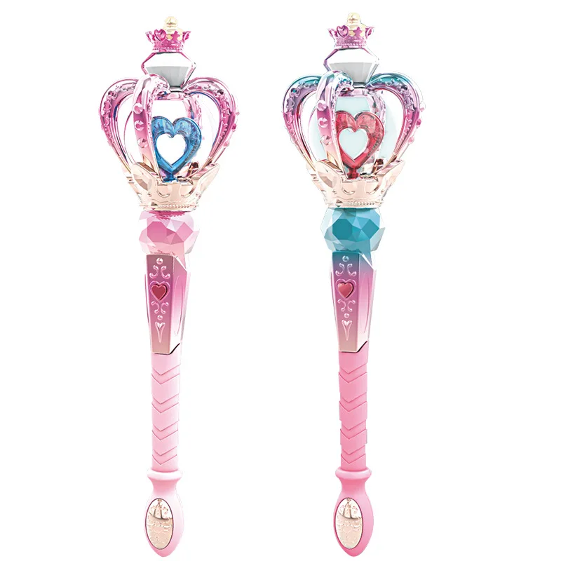 Vara mágica elétrica meninas brinquedo bonito princesa mágico scepter fingir jogar crianças brinquedos led piscando som música varinha mágica