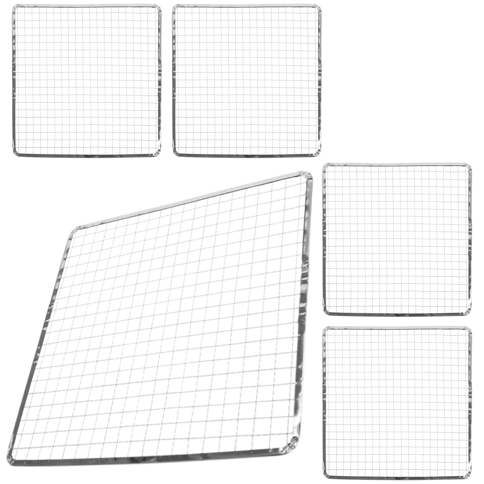 

5pcs Disposable BBQ Grilling Mat Stainless Steel Wire Mesh Grill Tray 27x27cm Outdoor Camping Fire Pit Cooking Grate