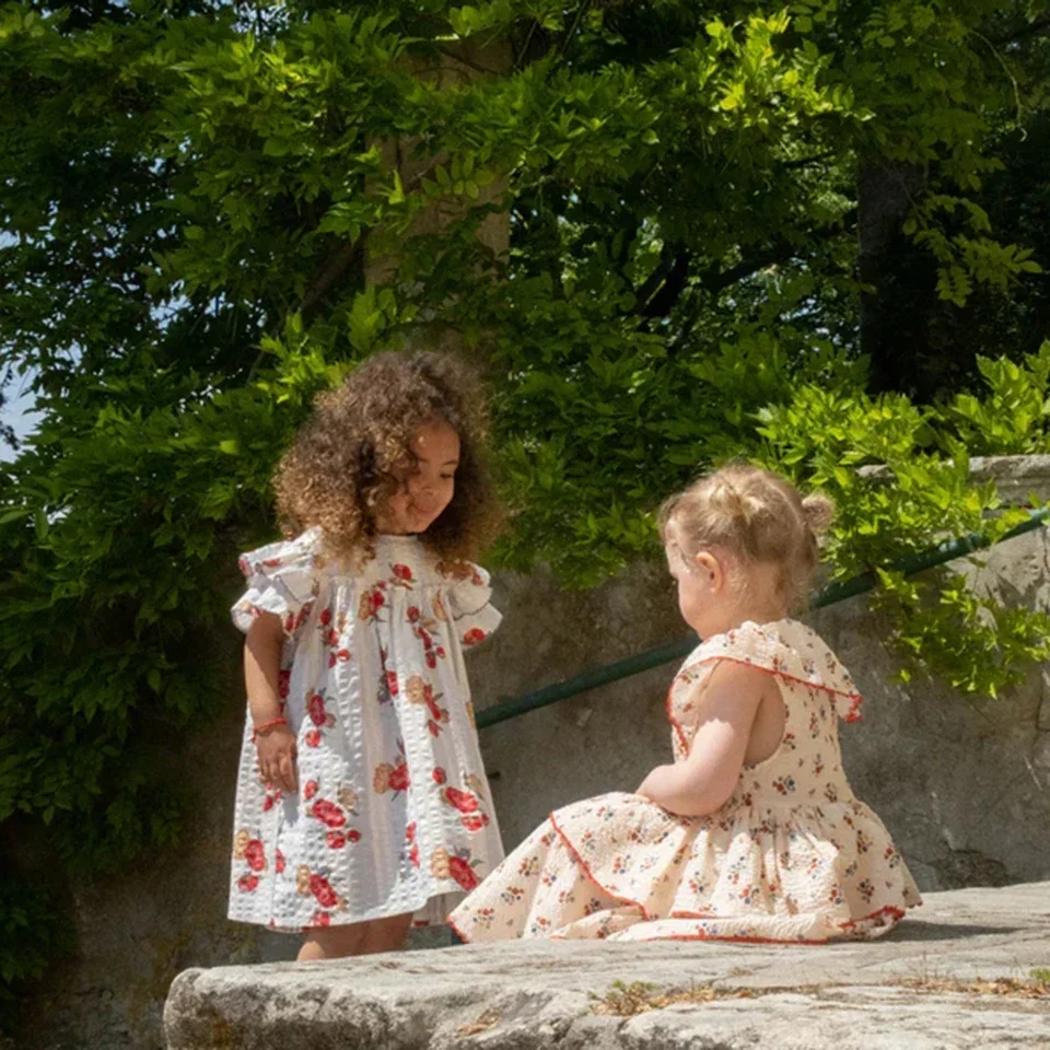 2024 Summer KS Girls Princess Dress Baby Girl Pretty Floral Dresses Kid Vacation Casual Slip Dress Children Party Vestidos Cloth