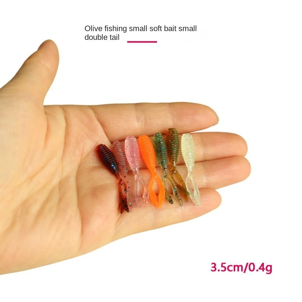 20PCS 3.5cm/0.4g Artificial Silicone Twin Tail Baits Fishing Lures Wobblers For Carp Fishing Biomimetic Soft Lures