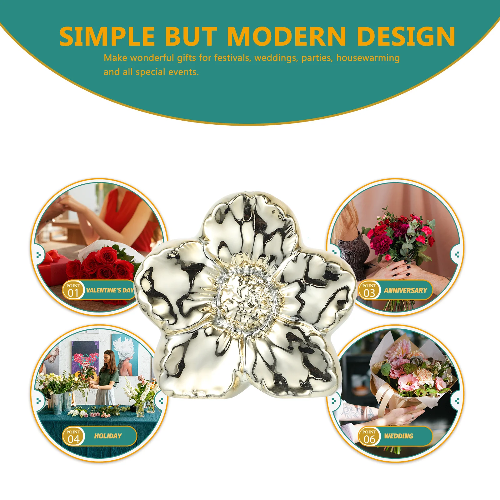 

Ceramic Flower Shape Vase Flower Bottle Modern Desktop Ornament Decorative Vase for Home Living Room Office Shelf Decor