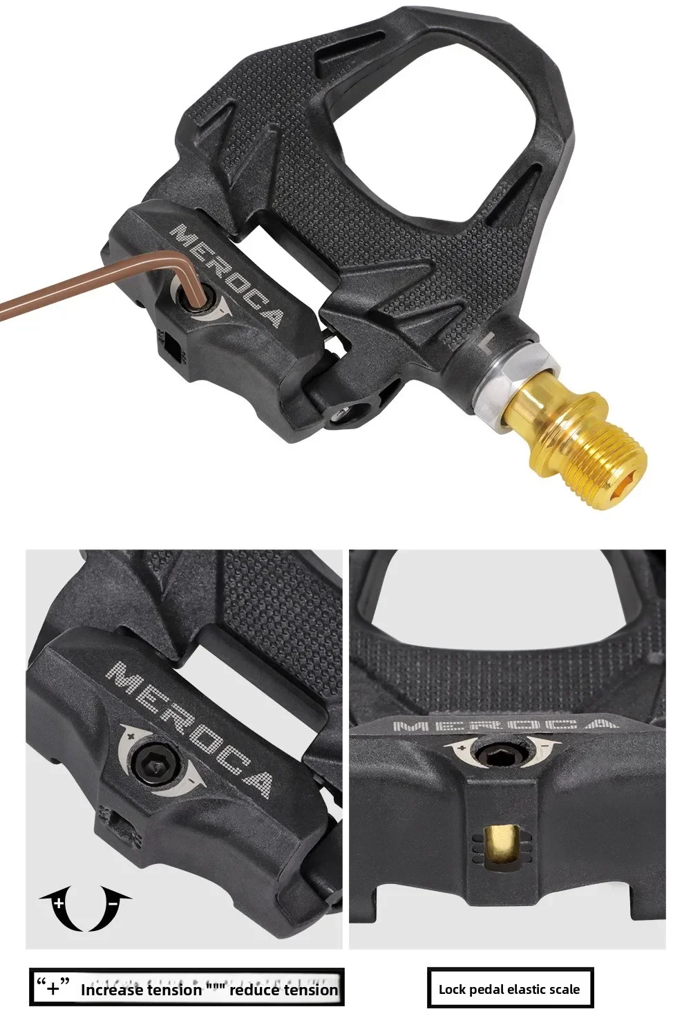 MEROCA HD-82 Rennrad-Schlosspedal, leichtes, selbstverriegelndes Fußpedal für Rennräder, SP*-System, Peilin mit Verriegelungsplatte – Detail 5