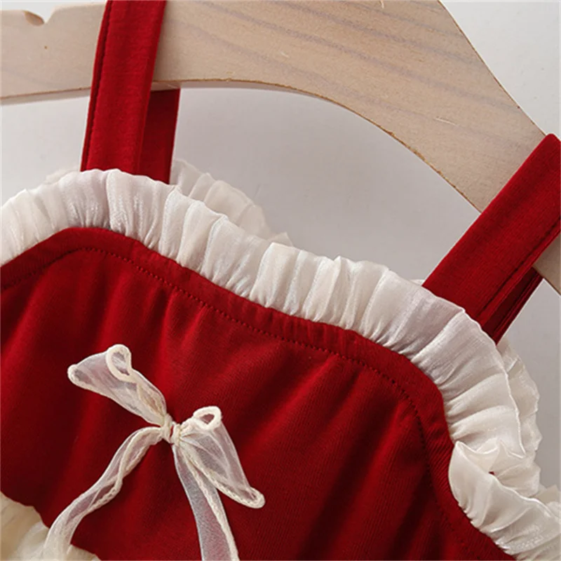 Słodka Sukienka Dziecięca Letnia Bez Rękawów Przyjazna dla Ciała Bawełniana Odzież dla Dziewczynki Modna Kokarda Sukienki dla Niemowląt 0-3 Lata Ubrania dla Niemowląt i Dzieci
