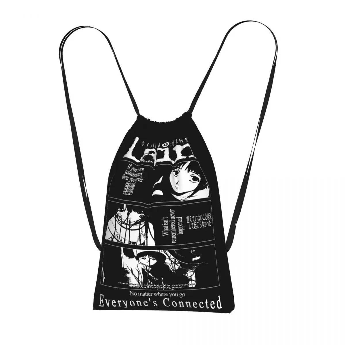 Serial Experiments Lain Drawstring Backpack Sports Gym Bag Lightweight Foldable Storage Drawstring Bag for Men Women