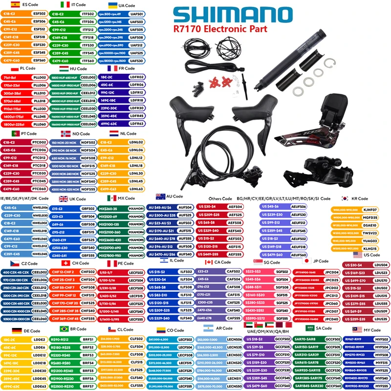 Shimano 105 Series Di2 Groupset R7170 Without Crankset/Electronic Part 2x12s For Road Bike No Crankarm No Chainring Original