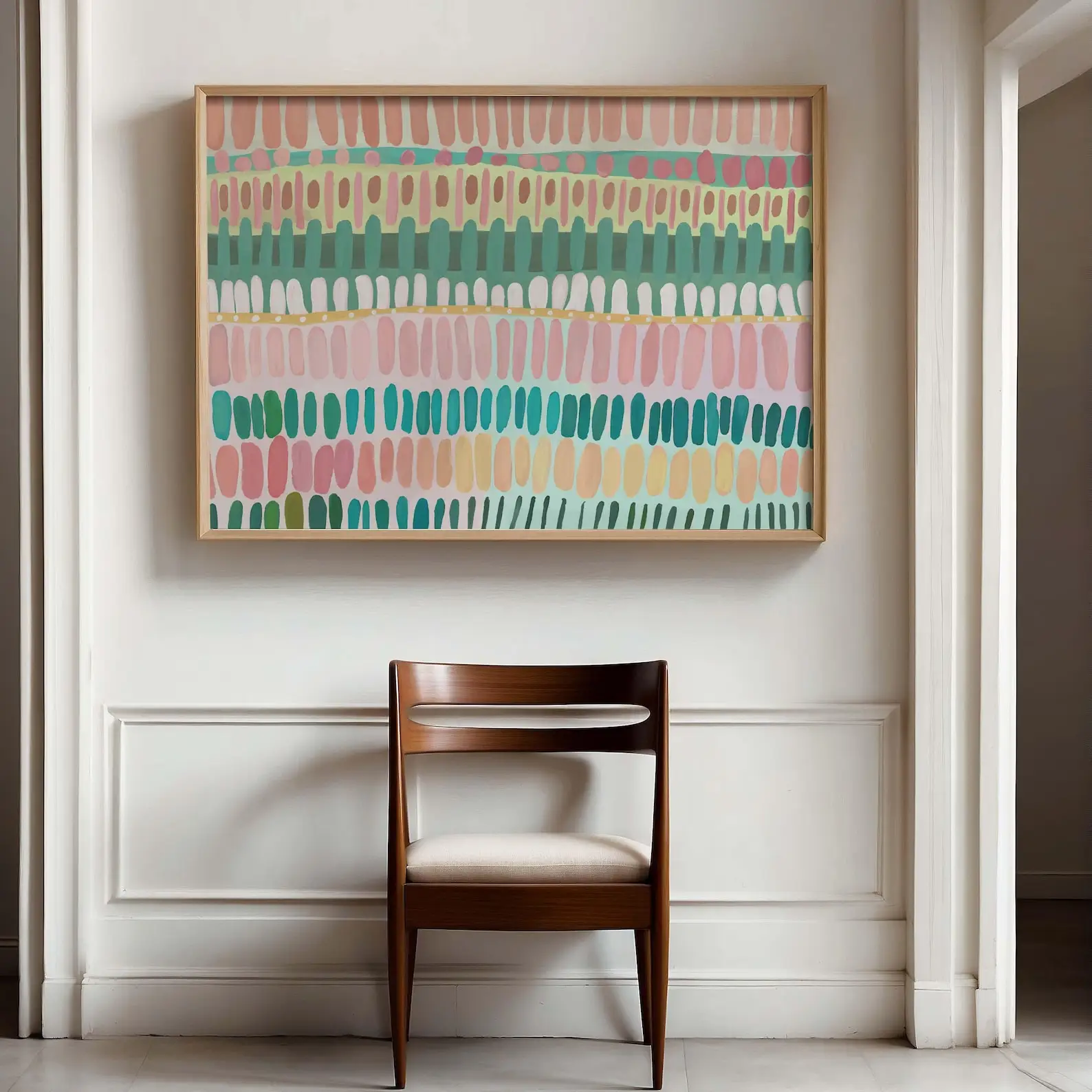 

Modern Abstract Boho Pink and Green Canvas Wall Art Poster - Frameless Minimalist Canvas Prints for Living Room Decortions Gifts