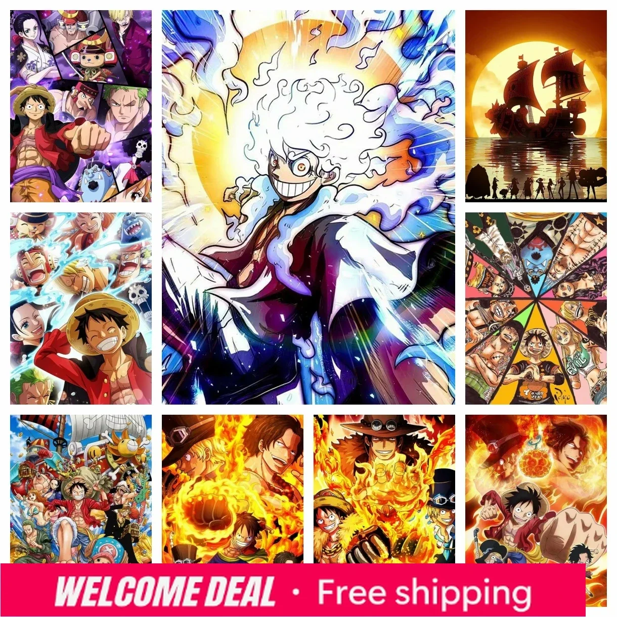 2026 2024 New Japan Anime One Piece Luffy 5D DIY Diamond Painting Mosaic Embroidery Cross Stitch Picture Home Decor Children's