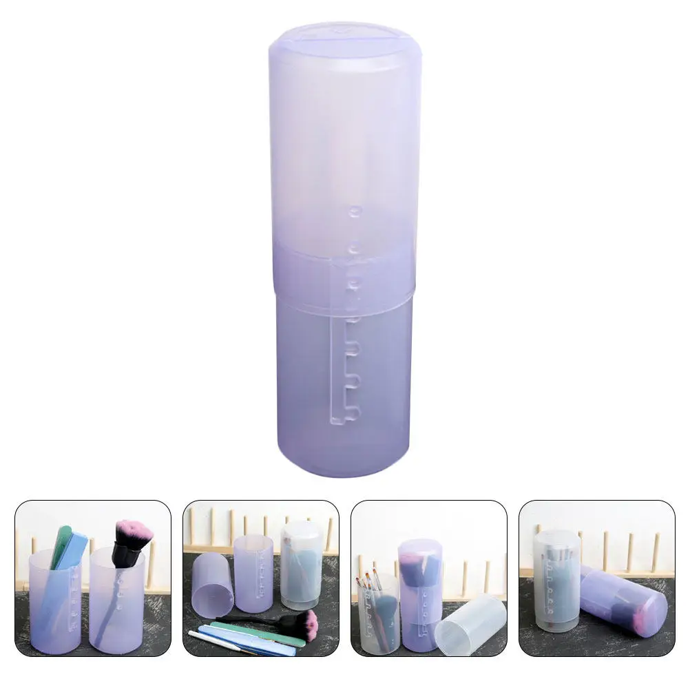 PVC Transparent Brush Storage Bucket – Waterproof Dustproof Makeup Brush Organizer for Travel and Desktop