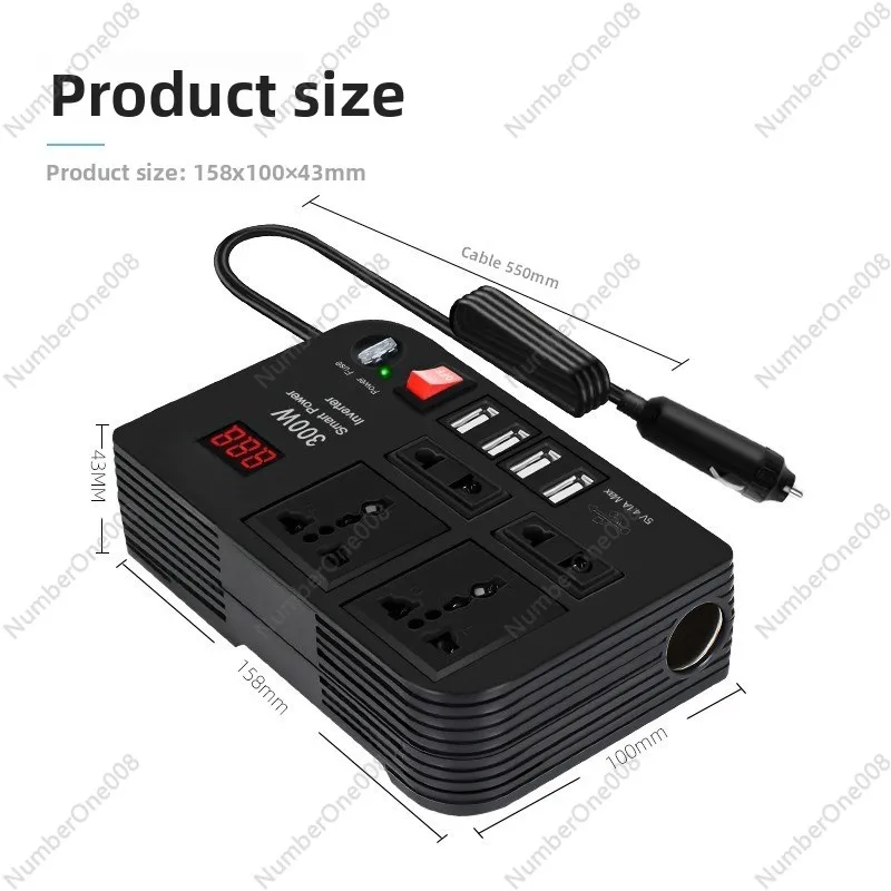 300W Car Power Inverter DC 12V to AC 220V Modified Sine Wave Converter with Dual Outlets for Home Use Vehicle Adapter