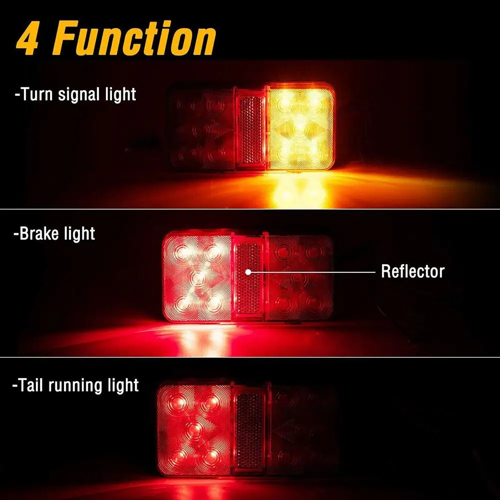 1Pair 12V/24V Rear Stop LED Lights Tail Brake Indicator Truck Van Lamp Trailer Light Waterproof For Trailer Caravans Boats