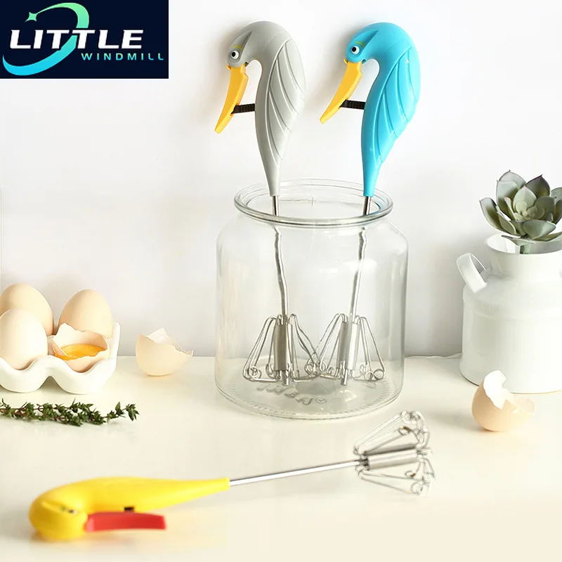 

Cartoon Swan Stainless Steel Beater Manual Press Rotary Beater Semi-automatic Beater Rotary Kitchen Partner