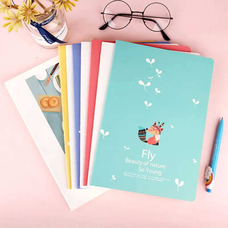 4PCS/lot Student Car Line B5 Cute Notebook Ins Wind Small Fresh Large Notepad Literary Retro Style Thick Notebook Girl Gift