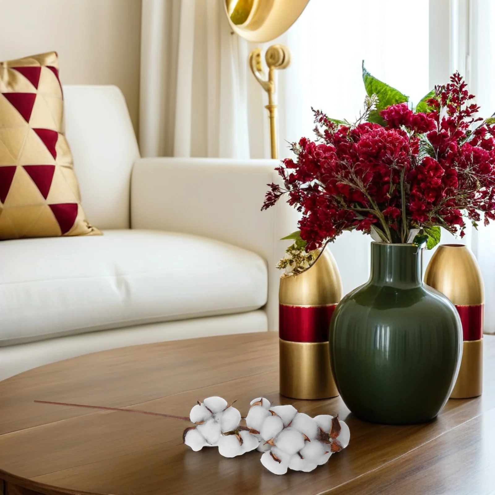 

8 Pieces 56Cm Artificial Cotton Stems Natural Look Farmhouse Decor for Home Wedding Rustic Cotton Branches Decor