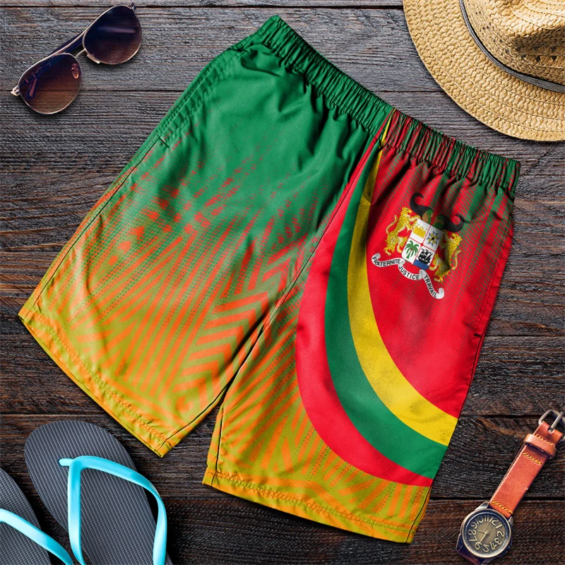 Benin Flag Map pantaloncini da spiaggia stampati in 3D tronchi da ragazzo hawaiani emblema nazionale pantaloni corti per uomo abbigliamento Africa Country Pants