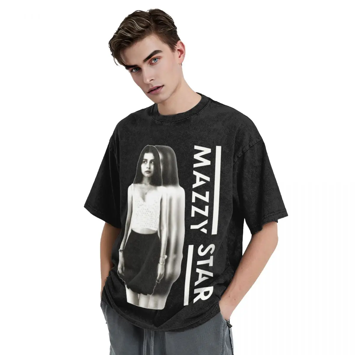 90s Rock Mazzy Star Washed T Shirts Streetwear Hip Hop Novelty T-Shirts Punk Tees Tops for Men Women Cotton Oversize Summer image 4