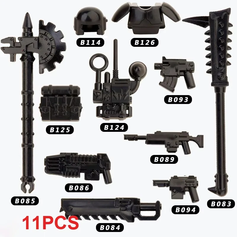 MOC – blocs de construction d'armes militaires, figurines de soldats, accessoires, bâton lumineux, épée, équipement de Combat, capot de pistolet, brique, cadeau, jouets pour enfants