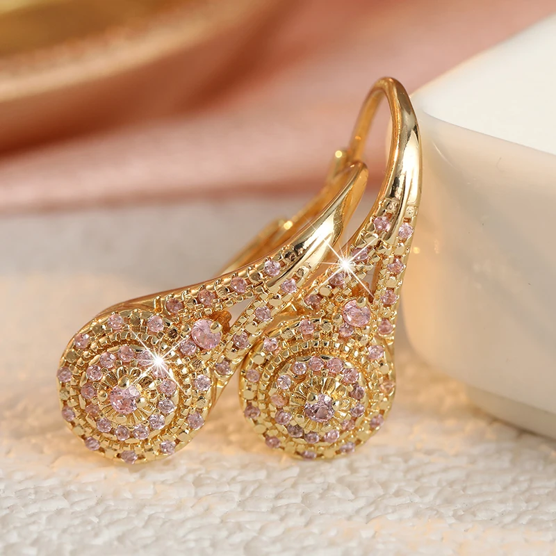 Elegante, luxuriöse, farbenfrohe Ohrringe mit kubischem Zirkon, minimalistisches Design für Damen, exquisite vergoldete Ohrringe, Bankett- und Party-Schmuck – Detail 12