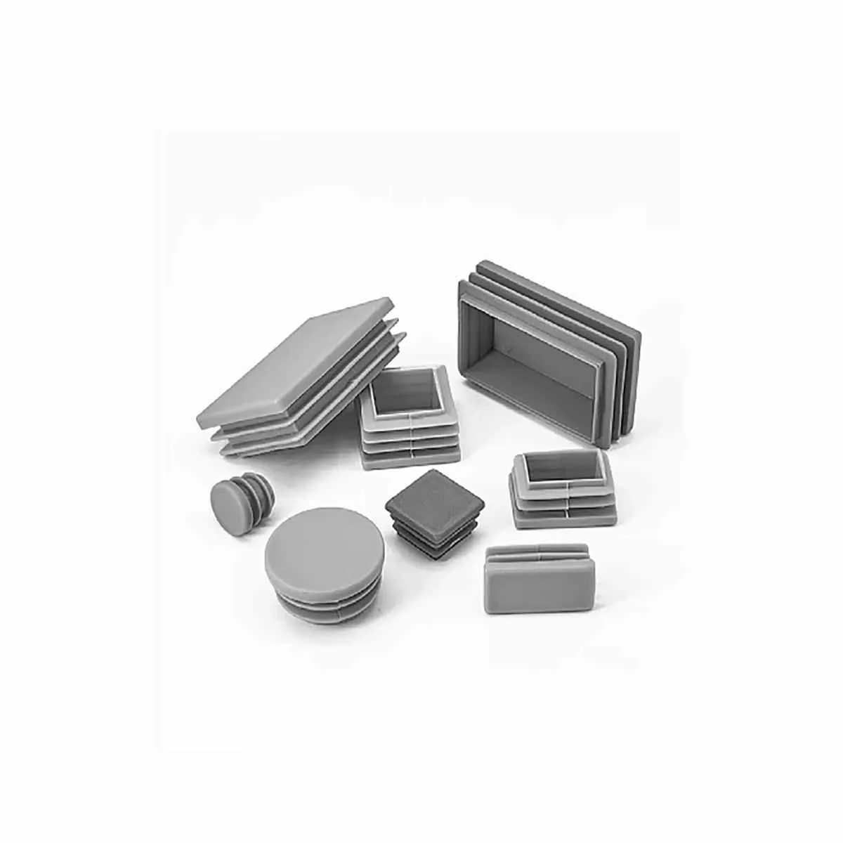 Gray Square Plastic Pipe Plug Stainless Steel Pipe Furniture Tables And Chairs Thickened Wear-Resistant Foot Pads