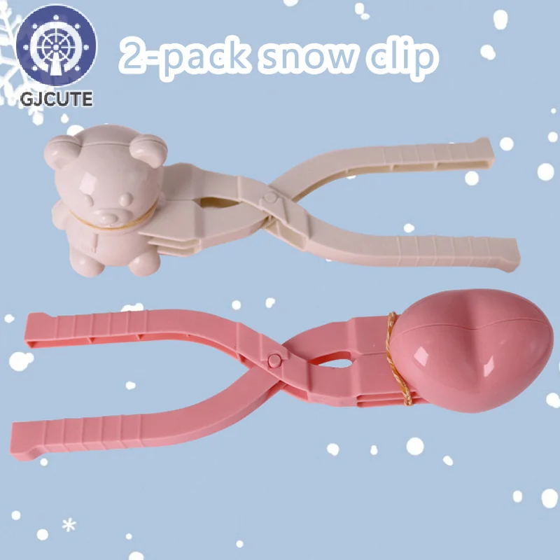 2Pcs/Set Cute Bear Love Heart Shape Snow Clip Creative Snow Clay Ball Maker Snowball Mold Snow Shovel For Kids Outdoor Snow Toys