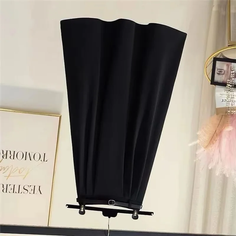 

Summer Women Medium Length A-line Skirts Female Solid Color Knee Length Maxi Skirt French Ladies High Waist Big Swing Long Skirt