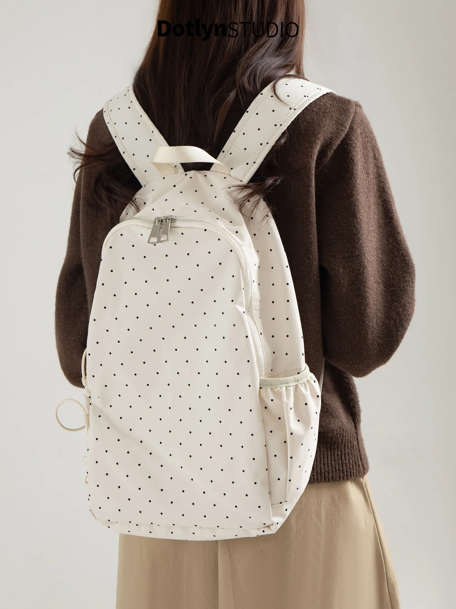 

Korean Fashion Polka Dot Design, Lightweight And Simple Backpacks, Large Capacity Student Commuting Backpack For Class For Women