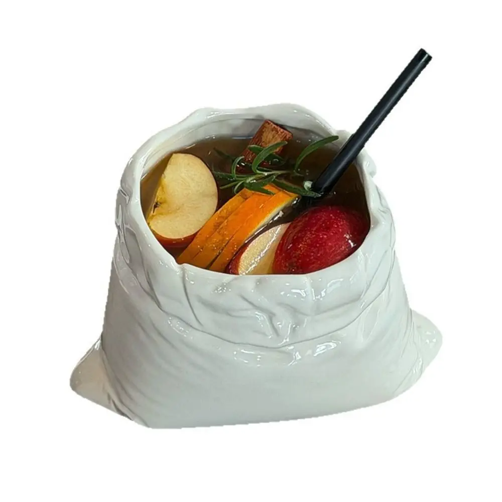 Novelty Heat-resistant Ceramic Coffee Mug Handmad Handbag-shaped Cloth Bag Coffee Cup Non-slip White Large Barrel Milk Cups