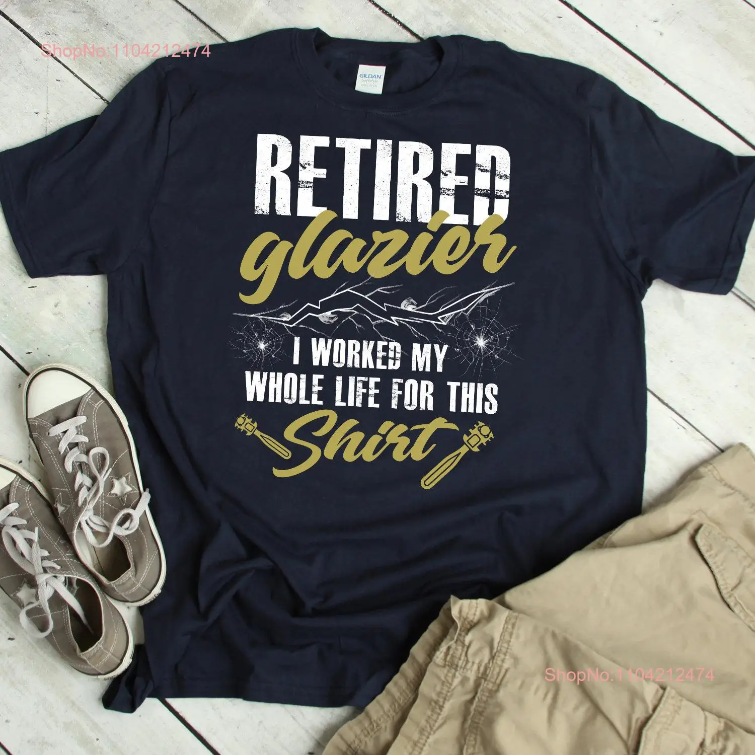 Retired Glazier T Shirt Retirement Retiring Joke Party Quote Farewell long or short sleeves