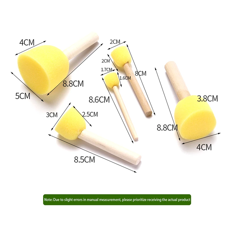 5 pezzi pennello in spugna per bambini manico in legno pittura graffiti giocattolo educativo precoce fai da te graffiti arte disegno forniture regali