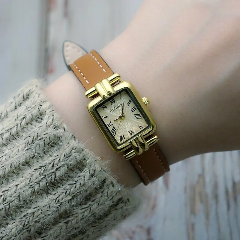 

Женские кварцевые часы с мягким кожаным ремешком, прямоугольным циферблатом с римскими цифрами, модные женские роскошные часы, подарок, дропшиппинг